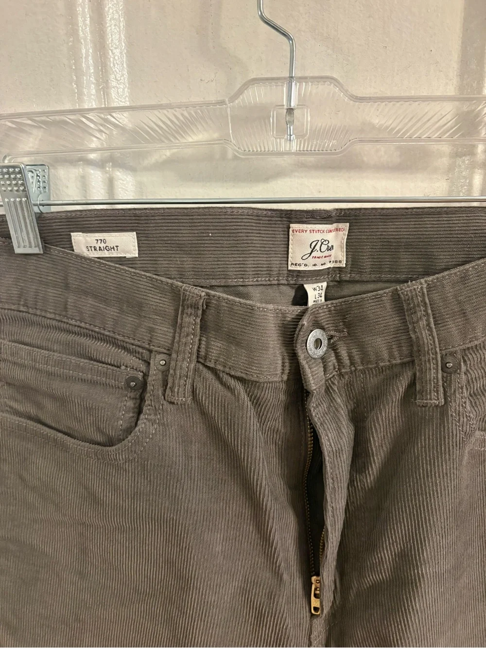 J. Crew Men's Grey Corduroy Pants